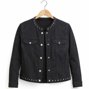 Lark Lane Black Cotton Spandex Military Collar Womens Jacket Sz 12